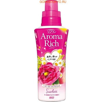LION Soflan Aroma Rich Scarlet Кондиционер для белья с богатым ароматом натуральных масел, 550 мл.