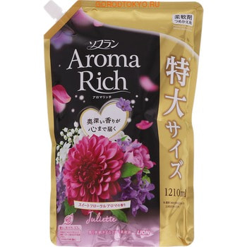 LION Soflan Aroma Rich Juliette Кондиционер для белья с богатым ароматом натуральных масел, сменная упаковка, 1210 мл.