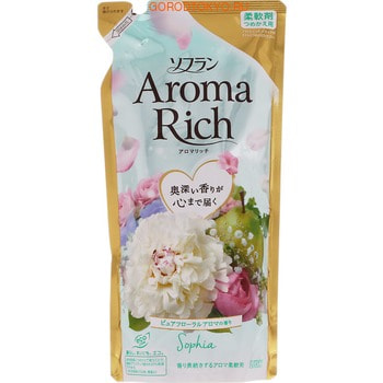 LION Soflan Aroma Rich Sofia Кондиционер для белья с богатым ароматом натуральных масел, сменная упаковка, 430 мл.