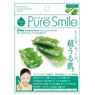SUN SMILE Essence mask Увлажняющая маска для лица с экстрактом алоэ, 23 мл., 1 шт. SUN SMILE Essence mask Увлажняющая маска для лица с экстрактом алоэ, 23 мл., 1 шт.СРЕДСТВА С ЭКСТРАКТОМ АЛОЭ<br>Содержит витамин Е и коллаген. Увлажняет, расслабляет и успокаивает. Для всех типов кожи и всех сезонов. Кожа становится увлажнённой, упругой, на неё хорошо накладывается макияж. Особенности товара: Содержит сок алоэ-вера (1,2%) - для увлажнения кожи, придания ей здорового вида, что особенно подходит тем, у кого кожа сухая. Содержит двукалий глицирризиновой кислоты ; для предотвращения огрубения кожи и поддержания её здорового вида. Содержит витамин Е и коллаген ; для придания упругости и сияния уставшей коже, а также для защиты её. Экстракт гамамелиса ; для подтягивания кожи лица, улучшения её структуры, а также для предотвращения её огрубения. Способ применения: 1. После умывания лица вытрите с него воду и приведите лицо в порядок. 2. Вскрыв пакет и вынув маску, растяните её и плотно приложите к коже лица, используя отверстия для глаз в качестве ориентиров. 3. Аккуратно снимите маску через 10-15 минут. Используйте маску сразу же после вскрытия упаковки. Использование 3-4 раза в неделю поможет поддержать кожу в здоровом, увлажнённом состоянии. Применение маски в летний период будет ещё более приятным, если держать её в холодильнике. Состав: Вода, глицерин, PEG/PPG-18/4-сополимер, сок алоэ-вера, растительный коллаген, эритритол, ксантановая камедь, феноксиэтанол, экстракт гаммамелиса, токоферола ацетат, ароматизатор, метилпарабен, PEG-40-гидрогенизированное касторовое масло, PEG-60-гидрогенизированное касторовое масло, алантоин, глицирризинат двукалия, PEG-14M, EDTA-2Na.<br>