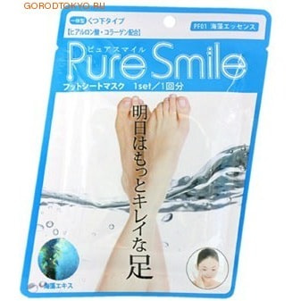 SUN SMILE Pure Smile Питательная маска для ступней с эссенцией морских водорослей, 1 пара. SUN SMILE Pure Smile Питательная маска для ступней с эссенцией морских водорослей, 1 пара.Кремы, скрабы и другая косметика для ног<br>Компоненты маски окажут интенсивное питание и увлажнение, осветлят и разгладят кожу ступней. Коллаген и гиалуроновая кислота, окажут мощное увлажняющее действие, вернут кожу плотность и упругость. Эссенция морских водорослей стимулирует клеточный обмен, насыщает кожу минералами, нормализует секрецию жировых желез, тонизирует кожу, улучшает ее эластичность и способствует омоложению, препятствует огрубению кожи. Кипарисовая вода, препятствует появлению неприятных запахов, обладает дезодорирующим эффектом. <br> Способ применения: Разрежьте носочки по пунктирной линии отделив их друг от друга. Наденьте носки на чистую кожу ног. В течение 10 - 15 минут массируйте ступни в носочках, затем снимите их, а остатки эссенции массирующими движениями вотрите в кожу. Использовать 2 -3 раза в неделю.<br>