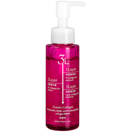 JAPAN GALS 3 Layers Collagen Увлажняющее средство для умывания и снятия макияжа с трёхслойным коллагеном, флакон с дозатором, 100 мл. JAPAN GALS 3 Layers Collagen Увлажняющее средство для умывания и снятия макияжа с трёхслойным коллагеном, флакон с дозатором, 100 мл.АНТИВОЗРОСТНОЙ УХОД (ОТ З0-ТИ ЛЕТ И СТАРШЕ)<br>Трехслойный коллаген - результат 30 лет исследований группы японских ученых, уникальная формула из 3-х видов коллагена: Необработанный коллаген Р, создающий водяную пленку на поверхности кожи, Микроколлаген PF, увлажняющий кожу на уровне средних слоев эпидермиса и Наноколлаген F, обладающий очень высокой проникаимостью, увлажняющий кожу на уровне глубинного слоя эпидермиса.Основные преимущества: <br><br>1. Интенсивное увлажнение и эффективная борьба с шелушением кожи.<br>2. Омоложение кожи изнутри за счет входящего в состав компонента EGF <br>3. Выравнивание тона кожи <br>4. Суперэффект лифтинга.Тройная увлажняющая формула: Трехслойный коллаген + Сквалан + Гиалуроновая кислота.Состав: вода, пропиленгликоль, диглицерин, акрилатов сополимер, кокамидпропилбетаин, калия глицинат кокоил, гликозильная трегалоза, растворимый коллаген, гидролизованный колаген, гидролизат гидролизованного крахмала, сквален, глицерил стеарат, поликватерниум-10, миристиновая кислота, агар-агар, глицерин гнатрия гидроксид, динатрия ЭДТА, отдушка.<br><br> <br>