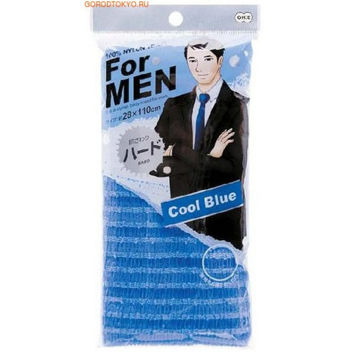 Фото Ohe Corporation Мочалка массажная жесткая для мужчин, голубая, 28 см.на 120 см.. Купить с доставкой