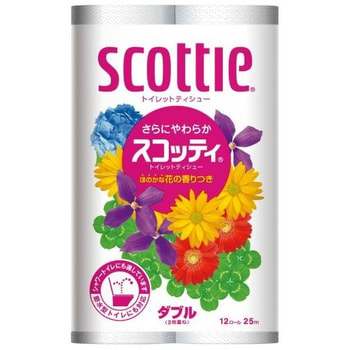 Nippon Paper Crecia Co., Ltd. Туалетная бумага «Scottie FlowerPACK», двухслойная, 12 рулонов по 25 м