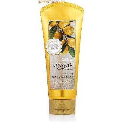 WELCOS Confume Argan Gold Маска для волос с аргановым маслом, 200 гр. WELCOS Confume Argan Gold Маска для волос с аргановым маслом, 200 гр.ДЛЯ ОКРАШЕННЫХ И ПОВРЕЖДЁННЫХ ВОЛОС<br>Использование маски предупреждает спутывание и ломкость сильно поврежденных волос, а входящий в состав растительный белок делает их мягкими и послушными. Обогащенная маслами кокоса и оливы маска помогает сделать волосы сильными и здоровыми, одновременно восстанавливая и укрепляя. Благодаря входящим в состав золотым частицам маска способствуют здоровому блеску и сиянию волос, укрепляет их. Ценное масло арганы на 80% состоит из ненасыщенных жирных кислот, которые являются незаменимыми элементами питания для волос. Также масло содержит высокую концентрацию натуральных антиоксидантов ; полифенолов и токоферолов, обеспечивающих защиту от повреждающего действия свободных радикалов. Благодаря такому составу аргановое масло обладает комплексным восстанавливающим и ухаживающим свойством, интенсивно увлажняет и питает волосы, делая их сильными и блестящими.<br>