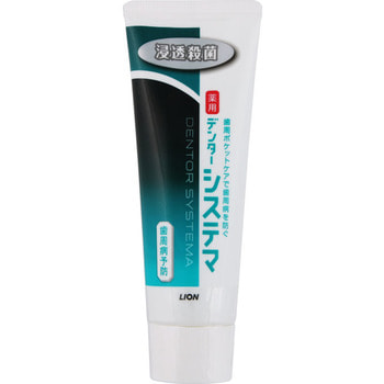 LION DENTOR SYSTEMA Антибактериальная лечебно-профилактическая зубная паста, 130 гр. LION DENTOR SYSTEMA Антибактериальная лечебно-профилактическая зубная паста, 130 гр.Зубные пасты<br>Признаки болезней зубов и десен имеются у 80 % людей старше 30 лет. Болезнетворные бактерии, проникая в пространство между зубами, образуют отложения на их поверхности. Эти отложения обладают твердой структурой, которая затрудняет проникновение активных лечебных компонентов внутрь отложений. Ежедневная профилактика Dentor Systema снимет воспаления и вернет Вашим зубам и деснам здоровье, за счет входящих в состав зубной пасты АКТИВНЫХ ЛЕЧЕБНЫХ КОМПОНЕНТОВ, таких как: <br><br><br><br><br><br>E-аминокапроновая кислота, снимает воспалительные процессы и препятствует развитию болезней десен. <br>Антибактериальный компонент IPMP проникает внутрь отложений и уничтожает бактерии. <br>Триклозан усиливает противомикробное действие. <br>Фторид натрия укрепляет структуру зубов и предохраняет их от кариеса. <br><br> Состав: оксид кремния грубой очистки (очищающий компонент), сорбитол, пропиленгликоль (увлажнители), фторид натрия, триклозан, изопропил-метилфенол (IPMP), аминокапроновая кислота (активные лечебные компоненты), лаурилсульфат натрия (пенообразующий компонент), ксантановая смола (загуститель), оксид титана (стабилизатор), сахарин натрия, отдушка медицинской перечной мяты.<br>