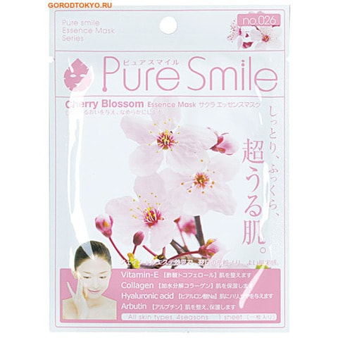 Фото SUN SMILE "Pure Smile" "Essence mask" Разглаживающая маска для лица с эссенцией цветков сакуры.. Купить с доставкой