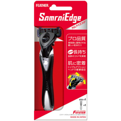 Feather Мужской бритвенный станок с тройным лезвием «Samurai Edge» (2 кассеты).