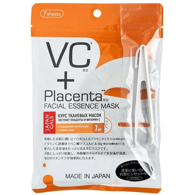 Фото JAPAN GALS Маска "VC + Placenta facial Essence Mask", 7 шт. в упаковке.. Купить с доставкой