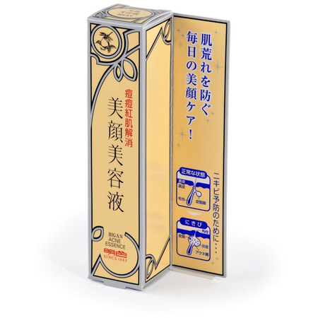 MEISHOKU Bigansui Acne Essence Эссенция для проблемной кожи лица (локального применения), 15 мл. MEISHOKU Bigansui Acne Essence Эссенция для проблемной кожи лица (локального применения), 15 мл.ДЛЯ КОЖИ СКЛОННОЙ К ВОСПАЛЕНИЯМ И УГРЕВОЙ СЫПИ<br>Эссенция локального применения обеспечивает противовоспалительный и бактерицидный эффект, воздействуя непосредственно на очаг воспаления. Предотвращает образование угрей. Сужает поры, нормализует работу сальных желёз, придаёт матовость коже. Увлажняет. Содержит антибактериальные (дикалия глицирризат, салициловая кислота) и увлажняющие (экстракт морских водорослей и зеленого чая) компоненты. Оказывает мягкое, щадящее воздействие на кожу. Способ применения: небольшое количество эссенции нанести на проблемные зоны. Легкий массаж обеспечивает более эффективное проникновение. Рекомендуется применять в сочетании с другими средствами серии BIGANSUI. Состав: вода, спирт, глицерин, бутиленгликоль, изононил изононаноат, диметикон, целлюлоза, PEG-40 гидрогенезированное касторовое масло, акрилат /C10-30 алкил акрилат кроссполимер, карбомер, натрия гидроксид, метилпарабен, дикалия глицирризат, пропилпарабен, EDTA-2Na, салициловая кислота, масло чайного дерева, экстракт цветков календулы, экстракт горечавки желтой, экстракт листьев камелии, экстракт водорослей.<br>