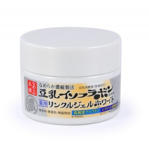 SANA WRINKLE GEL CREAM Увлажняющий и подтягивающий крем-гель, с ретинолом и изофлавонами сои (с осветляющим эффектом), 100 гр. SANA WRINKLE GEL CREAM Увлажняющий и подтягивающий крем-гель, с ретинолом и изофлавонами сои (с осветляющим эффектом), 100 гр.СРЕДСТВА ПРОТИВ ПИГМЕНТАЦИИ - ДЛЯ ОТБЕЛИВАНИЯ КОЖИ<br>Крем с изофлавонами сои, церамидами, ретинолом и арбутином представляет собой универсальное средство 5 в 1. Заменяет целую линейку средств по уходу за лицом: лосьон, молочко, эссенцию, крем, косметическую маску. Предотвращает образование морщин. Ретинол, входящий в состав крема, стимулирует обновление клеток кожи и синтез коллагена. В результате разглаживаются мелкие морщинки, кожа становится гладкой. Арбутин подавляет образование меланина. Крем глубоко увлажняет, повышает естественные упругость и эластичность кожи за счёт действия полученных из соевых бобов увлажняющих компонентов: <br><br> изофлавоны, полученные из соевых бобов;<br>изофлавоны, полученные из ферментированного соевого молока;<br> экстракт соевых бобов;<br> растительный коллаген, полученный из соевого белка.<br><br> При использовании перед сном крем создаёт так называемый эффект маски, удерживая влагу в клетках кожи в течение всей ночи. Утром кожа глубоко увлажнённая, упругая и эластичная. Не содержит парфюмерных отдушек, искусственных красителей и минеральных масел. Продукт произведен без применения генно-модифицированной сои. Способ применения: нанесите на очищенную кожу лица после умывания либо после применения лосьона и молочка. Используйте крем утром и вечером. Состав: арбутин, вода, глицерин, BG, изостеарат 2;гексилдецил, декаметилциклопентасилоксан, ферментированное соевое молоко, экстракт соевых бобов, ретинола пальмитат, керамид 2, карбоксивинил полимер, порошок экстракта солодки, эфир сахарозы и жирных кислот, стеариновая кислота, стеароил глутамат натрия, пальмитиновая кислота, фитостерол, бегениловый спирт, полиакрилат натрия, полиоксиэтилен, отверждённое касторовое масло, высокополимеризованный полиэтиленгликоль, липофильный глицерил моностеарат, гидроксид калия, гидроксид натрия, гидрогенизированный соевый фосфолипид, частично гидрогенизированное масло жожоба, феноксиэтанол.<br>