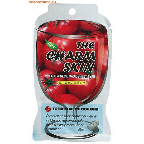 Face & neck mask sheet type (Tomato white collagen) Маска-салфетка дл лица и шеи (томат и белый коллаген), 30 мл. Face & neck mask sheet type (Tomato white collagen) Маска-салфетка дл лица и шеи (томат и белый коллаген), 30 мл.КОРЕЙСКАЯ КОСМЕТИКА<br>Маска дл лица и шеи содержит высоку концентраци растительных кстрактов, водорастворима ссенци быстро впитываетс, смгчает и наполнет кожу полезными компонентами. Маска позволет коже лица и шеи выглдеть и чувствовать себ более свежей, молодой и увлажненной. Томат содержит ликопины - компонент, который повышает ластичность кожи, обладает антиоксидантным действием, блокиру действие свободных радикалов, снижает негативное влиние УФ-лучей, прептствует фотостарени. В составе маски присутствует целый рд компонентов, которые бережно ухаживат за кожей лица и шеи: гиалуронова кислота - увлажнет, коллаген - повышает ластичность и упругость кожи, пантенол - смгчает, кстракт босвеллии пильчатой способствует регенерации, оказывает успокаиващее и антисептическое действие.<br> Применение: <br><br> Нанесите маску на очищенну суху кожу, обеспечива плотное прилегание к коже лица и шеи. <br>Снимите маску через 10-20 минут. <br>Распределите оставшус на коже ссенци мгкими похлопыващими движеними до полного впитывани. <br>Не требует смывани.<br><br> Состав: Aqua, Glycerin, Butylene Glycol, SolanumLycopersicum (Tomato) Fruit Extract, Hydrolyzed Collagen, Carbomer, Chlorphenesin, Allantoin, Panthenol, Boswellia Serrata Extract, PEG-60 Hydrogenated Castor Oil, Caprylyl Glycol, Caprylhydroxamic Acid, Disodium EDTA, Potassium Hydroxide, Sodium Hyaluronate, Fragrance, Aloe Barbadensis Leaf Powder.<br>