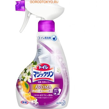 KAO «Toilet Magic Clean deodorant and cleaning spray Jasmine & Orange» Очищающий спрей-пенка с дезодорирующим эффектом для туалета, с ароматом жасмина и апельсина, 400 мл. KAO «Toilet Magic Clean deodorant and cleaning spray Jasmine & Orange» Очищающий спрей-пенка с дезодорирующим эффектом для туалета, с ароматом жасмина и апельсина, 400 мл.Для туалета<br>Спрей-пенка позволяет содержать туалетную комнату в безупречной чистоте! Средство превосходно удаляет грязь, пожелтения, черноту с унитаза. Очищает и дезинфицирует сиденье унитаза. Уничтожает стойкие неприятные запахи. Обладает сильной отбеливающей способностью - возвращает унитазу сверкающий вид и чистоту без усилий! Спрей удобен в применении, благодаря помповому разбрызгивателю. Может использоваться даже в перевернутом положении. Обладает освежающим ароматом мяты. Способ применения: <br><br>Для чистки унитаза - распылить средство во внутрь унитаза, почистить поверхность, затем смыть.<br>Для антисептической обработки сиденья унитаза - распылить средство и вытереть при помощи сухой ткани.<br>Для пола вокруг унитаза: 3 нажатия на 1 кв. м, затем протереть влажной салфеткой.<br><br> Если наносить пенку с закрытой форсункой, нанесение будет точечным (пенные плюшки) - для малых пятен. Если крышку открыть, то распыление будет широким - для больших поверхностей. Состав: вода, этиловый спирт, ПАВ (жирные кислоты амид бетаина 4%), металлоизолирующие ферменты, ферменты контролирующие пенообразование, ароматизатор.<br>