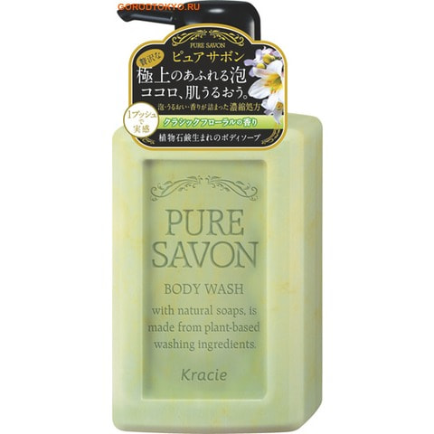 KRACIE «Pure Savon – аромат цветов» Мыло жидкое для тела, 300 мл. KRACIE «Pure Savon – аромат цветов» Мыло жидкое для тела, 300 мл.Гели для душа, жидкое крем-мыло<br>Нежное мыло для тела образует обильную кремовую пену, которая хорошо очищает кожу, обильно увлажняет и делает ее гладкой <br> В составе экстракт мыльнянки лекарственной и масло Ши. Густая кремообразная пена легко обволакивает кожу и увлажняет ее. <br> Экстракт и эссенции свежих растений придают насыщенный аромат и концентрированность средства. Одного нажатия достаточно для образования обильной пены и использования для всего тела. <br> Эссенция Лилии белоснежной делает поверхность кожи гладкой. <br> Элегантный аромат классических цветов. <br> Состав: вода, лауриновая кислота, миристиновая кислота, пальмитиновая кислота, гидроксид калия, лаурет сульфат натрия, глицерин, дистеарат гликоль, стеариновая кислота, экстракт мыльнянки лекарственной, экстракт цветков Лилии белоснежной, масло Ши, кокамид МЕА, гуар-гидроксипропил триммониум хлорид, поликватерниум-7, парфюмерная отдушка, BG, цитрат натрия, фосфат натрия, метилпарабен, пропилпарабен.<br>