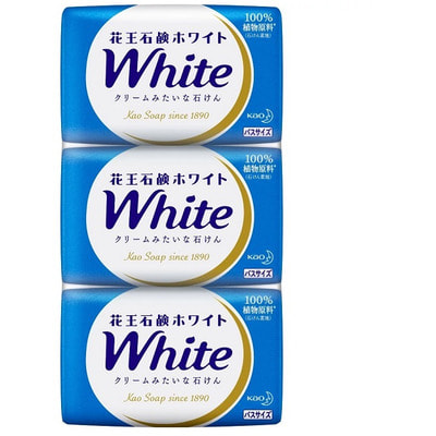 Фото KAO «White» Увлажняющее крем-мыло для тела, на основе кокосового молока, с ароматом белых цветов, 3 шт. х 130 гр.. Купить с доставкой