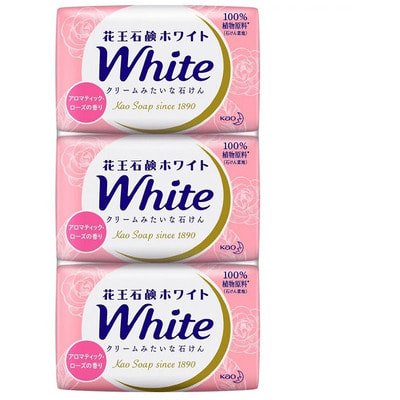 KAO «White» Увлажняющее крем-мыло для тела, на основе кокосового молока, с нежным ароматом роз, 3 шт. х 130 гр. KAO «White» Увлажняющее крем-мыло для тела, на основе кокосового молока, с нежным ароматом роз, 3 шт. х 130 гр.Туалетное кусковое мыло<br>Крем ; мыло подходит для ежедневного ухода. Нежная пена крем-мыла бережно и эффективно очищает кожу, не стягивая ее. Подходит для всех типов кожи. В состав крем-мыла входит уникальный натуральный компонент сквален, который при взаимодействии с водой высвобождает большое количество кислорода, омолаживая и питая кожу, препятствуя проникновению в кожу микроорганизмов, токсинов, аллергенов и оказывая антигрибковое и антибактериальное действие. Благодаря данному компоненту, восстанавливается естественный баланс кожи и регулируется ее уровень влажности, делая ее мягкой и нежной. После применения мыла, кожа становится здоровой, мягкой и ухоженной. Крем ; мыло имеет аромат роз, который освежает кожу и придает ей приятный запах на весь день.<br> Способ применения: Массирующими движениями нанести на влажное тело с помощью губки, тщательно смыть теплой водой. Состав: Жирные кислоты пальмового масла, вода, глицерин, отдушка, сквален, глюконовая кислота Na, стеариновая кислота Mg, этидроновая кислота, хлорид натрия, оксид титана.<br>