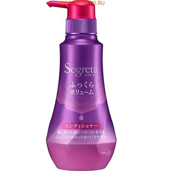 KAO «SEGRETTA Volume Aromatic Floral conditioner» Кондиционер для увеличения прикорневого объёма волос, с экстрактом граната и маточным молочком, 360 мл. KAO «SEGRETTA Volume Aromatic Floral conditioner» Кондиционер для увеличения прикорневого объёма волос, с экстрактом граната и маточным молочком, 360 мл.АНТИВОЗРАСТ<br>Этот кондиционер подарит Вашим волосам прикорневой объём, блеск и жизненную силу! Профилактика выпадения, потери объема и истончения волос. Кондиционер возвращает ослабленным, поврежденным волосам жизненную силу и естественный блеск, облегчает расчесывание. Воздействует на волосы на клеточном уровне, возвращает им естественный блеск, увлажняет кожу головы и питает волосы по всей длине. Борется с истончением волос и потерей объема с помощью растительных экстрактов. <br><br>Экстракт эвкалипта увлажняет кожу головы и укрепляет волосяные фолликулы. <br>Экстракт тысячелистника японского стимулирует рост новых волос. <br>Экстракт граната дарит волосам блеск и сияние. <br>Экстракт королевской розы увлажняет волосы, оказывает омолаживающее действие. <br>Экстракт пчелиного маточного молочка питает и увлажняет волосы.<br><br> Способ применения: нанести кондиционер на влажные чистые волосы по всей длине, через 3-5 мин. смыть теплой водой. Рекомендуется применять каждый раз после мытья головы шампунем. Состав: экстракты: граната, эвкалипта, королевской розы, пчелиного маточного молочка, тысячелистника японского, масло подсолнечника, яблочная кислота, вода, цетиловый спирт, стеариловый спирт, диметикон, стероксипропилтримониум хлорид, цетримония хлорид, молочная кислота, стероксипропил диметиламина, бензофенон-3, диметикон, цетеарет-7, бутиленгликоль, толуолсульфоновой кислоты, цетеарет-25, дипропиленгликоль, аромат.<br>