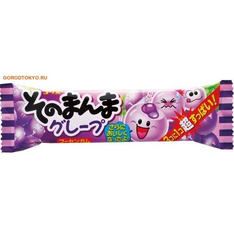 Coris Sono Manma Fusen Gum Grape, 3 жевательных резинки со вкусом винограда, одна из которых очень кислая, 14 гр.