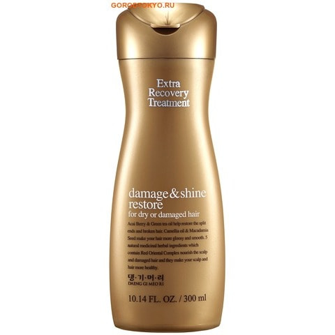 DOORI COSMETICS Extra Recovery Treatment Интенсивно восстанавливающий кондиционер, 300 мл. DOORI COSMETICS Extra Recovery Treatment Интенсивно восстанавливающий кондиционер, 300 мл.ДЛЯ ОКРАШЕННЫХ И ПОВРЕЖДЁННЫХ ВОЛОС<br>Уникальная косметическая продукция Тенги Мори производится на основе экстрактов восточных лечебных трав по технологии, основанной на народных рецептах изготовления косметики в Корее. Кондиционер бережно ухаживает за волосами и кожей головы, так как не содержит компоненты, способные вызвать раздражение: искусственные красители, спирт, минеральное масло, бензофенон. Комплекс из отвара красного женьшеня, хризантемы сибирской, корня пиона и граната придают эластичность и сияние. Ягоды асаи и зеленый чай помогают восстановить секущиеся кончики, а масло камелии и масло семян макадамии смягчают и придают блеск волосам. Кондиционер питает, увлажняет, контролирует ph баланс и защищает волосы от ежедневного негативного воздействия. Применение: после мытья головы нанесите небольшое количество кондиционера на волосы. Распределите равномерно по всей длине. Помассируйте в течение 2-3 мин, затем тщательно смойте. Подходит для ежедневного применения. Состав: Water, Cetearyl Alcohol, Cyclopentasiloxan, Chrysanthemum Sibiricum Extract Dimethicone, Stearamidopropyl Dimethylamine, Sodium PCA, Glutamic Acid, Dicaprylyl Carbonate, Fragrance, Phenoxyethanol, Behentrimonium Chloride, Ceteareth-20,Betaine, Ethylhexyl Methoxycinnamate, PEG-10, Cetrimonium Chloride, Amodimethicone , Red Ginseng Extract, Paeonia Albiflora Root Extract, Punica Granatum Fruit Extract, Cornus Officinalis Fruit Extract, Trideceth-12, Keratin, Hydrolyzed Keratin, Persea Gratissima (Avocado) Oil, Camellia Japonica Seed Oil, Camellia Sinensis seed oil, Macadamia Integrifolia Seed Oil, Oxidized Keratin, Butylene glycol, Euterpe Oleracea Fruit Extract.<br>