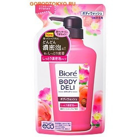 KAO «Biore Body deli» Гель дл душа с очень плотной пеной, с ароматом персика и розы, сменна упаковка, 340 мл. KAO «Biore Body deli» Гель дл душа с очень плотной пеной, с ароматом персика и розы, сменна упаковка, 340 мл.Гели дл душа, жидкое крем-мыло<br>Гель дл душа нежно и бережно ухаживает за кожей, покрыва тело вуаль влаги, дела ее мгкой и бархатистой. Также может приментьс дл снти макижа. Защищает кожу от пересушивани и дарт зард бодрости. Бережный уход день за днем возвращает коже жизненну силу, естественну красоту и синие. Свежа мгка текстура гел превращаетс в пышну, обильну пену, котора легко смываетс, оставл на коже притный аромат. Способ применени: нанести небольшое количество средства на влажну губку, вспенить, тщательно намылитьс, затем смыть теплой водой. Состав: кстракт бурых водорослей, кстракт персика , кукурузный крахмал, глицерин, блочна кислота, Ба сульфат, бетаин, аргинин, бентонит.<br>