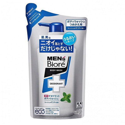 KAO «Mens Biore» Увлажняющий и дезодорирующий гель для душа с антибактериальным действием, с ароматом мяты, сменная упаковка, 380 мл. KAO «Mens Biore» Увлажняющий и дезодорирующий гель для душа с антибактериальным действием, с ароматом мяты, сменная упаковка, 380 мл.Гели для душа<br>Пенящийся гель для тела с ароматом свежей мяты тщательно очищает кожу, устраняет неприятный запах. Интенсивно увлажняет кожу, защищая от сухости и шелушения. Благодаря содержащемуся кокосовому маслу обладает питательным, увлажняющим и смягчающим свойствами. При нанесении создается невидимый слой, который защищает эпидермис от вредных воздействий окружающей среды и сохраняет его оптимальный водный баланс. Активные компоненты оказывают антибактериальное действие, предотвращают возникновение неприятного запаха, устраняя причину его появления. Подходит для ежедневного использования, делает кожу гладкой и шелковистой, создает бодрящий эффект и ощущение свежести. Пенящийся гель для тела с ароматом свежей мяты тщательно очищает кожу, устраняет неприятный запах. Интенсивно увлажняет кожу, защищая от сухости и шелушения. Благодаря содержащемуся кокосовому маслу обладает питательным, увлажняющим и смягчающим свойствами. При нанесении создается невидимый слой, который защищает эпидермис от вредных воздействий окружающей среды и сохраняет его оптимальный водный баланс. Активные компоненты оказывают антибактериальное действие, предотвращают возникновение неприятного запаха, устраняя причину его появления. Подходит для ежедневного использования, делает кожу гладкой и шелковистой, создает бодрящий эффект и ощущение свежести. Применение: нанести небольшое количество геля на губку для тела, взбить в пену с помощью воды, нанести на кожу массирующими движениями, затем смыть. Состав: Изопропилметилфенон глицерин, очищенная вода, лаурил гидрокси сульфобетаин раствор, раствор гидроксида калия (A), кокосовое масло, жирные кислоты, лауриновой кислоты, концентрированные, миристиновая кислота, дистеарат этиленгликоля, лаурет сульфат натрия, кокосового масла жирных кислот моноэтаноламида (4E.O.), гидроксипропилметилцеллюлозу, раствор гидроксида натрия, бензоат, BHT, гидрокси этана дифосфоновой раствор кислоты, ментол, лауриловый эфир полиоксиэтилена, отдушка.<br>
