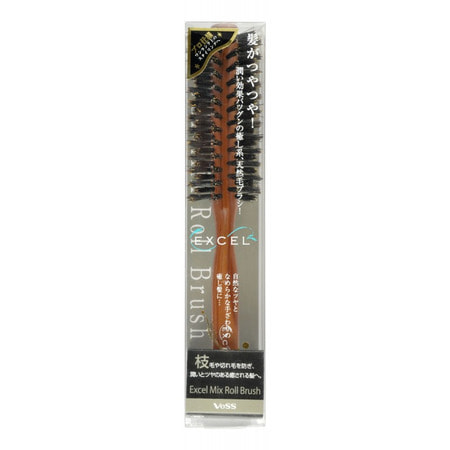 VESS Excel Mix Roll Brush Щетка круглая для укладки волос с натуральной щетиной и нейлоном VESS Excel Mix Roll Brush Щетка круглая для укладки волос с натуральной щетиной и нейлономРАСЧЕСКИ И ЩЕТКИ<br>Excel Mix Roll Brush Щетка круглая для укладки волос с натуральной щетиной и нейлоном<br> <br>Описание: Щетинки из натуральной свиной щетины обеспечивают мягкое, не травмирующее кожу головы и волосы прикосновение, не сушат волосы, придают естественный блеск, исключают поверхностное расчёсывание (за счёт густого, не редкого расположения), подходят для лёгкого массажа кожи головы во время расчёсывания. Натуральная щетина уменьшает вероятность возникновения статического электричества при расчёсывании. Щетинки из натуральной свиной щетины прекрасно удаляют загрязнения с поверхности волос. Они перемешаны с щетинками из нейлона, закругленные окончания которых не травмируют кожу головы, не повреждают корни волос, предотвращая их выпадение. Это облегчает скольжение расчески по поверхности волос. Диаметр части расчески с щетинками - 40мм Подходит для профессиональной укладки. Внимание при применении: Не используйте при заболеваниях или повреждениях кожи головы. Избегайте продолжительного воздействия горячего воздуха фена, что может привести к изменению формы щетки. Не используйте одновременно с применением специальных средств для расчёсывания или выпрямления спутанных волос, что может повлиять на качество щетинок. По мере загрязнения допускается ополоснуть щетку тёплой водой без применения моющих и чистящих средств, хорошо обсушить на воздухе без специальных средств для сушки. Даже после контакта с водой свойство щетки создавать слабокислотную среду сохраняется. Состав: основной корпус - ABS древесная смола, щетинки - натуральная виная щетина, нейлон.<br>