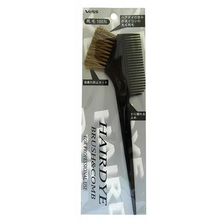 VESS Hairdye Brush and Comb Гребень c щеткой для профессионального окрашивания волос (большой). VESS Hairdye Brush and Comb Гребень c щеткой для профессионального окрашивания волос (большой).РАСЧЕСКИ И ЩЕТКИ<br>Упругий натуральный конский волос кисти прекрасно подходит для равномерного нанесения краски, способствует глубокому прокрашиванию волос. Ровно подстриженные густые волоски препятствуют стеканию краски с кисти - краска ложится ровным, густым слоем. Рифлёная (в виде выступающих пузырьков) поверхность корпуса кисти у основания щетинок препятствует скольжению кисти в руке, даже при использовании защитных перчаток во время окрашивания. На ручке-кисти выступающие отметки-дозаторы для измерения количества жидкой краски. Ручка кисти опускается в тюбик с намешанной краской и фиксирует уровень оставшейся краски. Состав: Материал ручки и гребня - полипропиленовая смола, материал щетинок - 100% натуральный конский волос.<br>