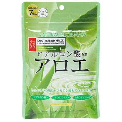 JAPAN GALS Курс натуральных масок дл лица с кстрактом ало, 7 шт. JAPAN GALS Курс натуральных масок дл лица с кстрактом ало, 7 шт.ДЛЯ КОЖИ СКЛОННОЙ К ВОСПАЛЕНИЯМ И УГРЕВОЙ СЫПИ<br>Курс натуральных масок дл лица JAPAN GALS в уникальном сочетании кстракта ало-вера и гиалуроновой кислоты созданы дл совершенного ухода за вашей кожей. Явлсь основными компонентами, гиалуронова кислота, кстракт ало-вера и шелкова ссенци, приментс дл заботы о проблемной коже с плохой текстурой. Благодар своему составу они созданы дл ежедневного использовани, образу целый комплекс по уходу за лицом. Чтобы ваша кожа сила здоровьем, вам потребуетс всего 5-10 минут в день дл ухода за ней. Маски очень просты в применении, а после их использовани лицо не требует дополнительного умывани. Благодар плотному прилегани маски к лицу состав, которым пропитана шелкова маска-ссенци, проникает глубоко в кожу, успокаива и увлажн ее изнутри. Также у маски иметс специальные кармашки дл проработки зоны в области глаз. Гиалуронова кислота формирует на поверхности кожи легку пленку, всасыващу влагу из воздуха, что способствует увеличени содержани свободной воды в роговом слое, а также создает ффект дополнительной влажности, который помогает снизить испарение воды с поверхности кожи. Она прекрасно совместима с кожей, не вызыва раздражени и аллергических реакций. Экстракт ало-вера обладает множеством полезных свойств, таких как: увлажнение и питание, восстановление и защита, очищение и нормализаци обменных процессов, без которых уход за кожей был бы просто невозможен. Способ применени: расправить маску. Плотно приложить к чистому лицу. Держать в течение 10-15 минут. При использовании маски на глаза веки следует держать закрытыми. Дл особо тщательной проработки зоны под глазами сложите накладку. После применени маски лицо не требует дополнительного умывани. Состав: вода, бутилен гликоль, глицерин, кстракт листьев ало вера, гиалуронова кислота Na, гидролизованный шелк, кстракт конского каштана обыкновенного, кстракт цветов арники, кстракт листьев гамамелиса, кстракт листьев европейского плща, кстракт листьев/ствола/цветов зверобо, кстракт листьев винограда, каприлилгликоль, гидрокситилцелллоза, ксантанова камедь, лимонна кислота Na, лимонна кислота, ароматизаторы.<br>