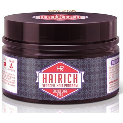 HAIRICH VEDACELL HAIR PROGRAM Маска для двойного ухода за волосами, 200 мл. HAIRICH VEDACELL HAIR PROGRAM Маска для двойного ухода за волосами, 200 мл.ДЛЯ ОКРАШЕННЫХ И ПОВРЕЖДЁННЫХ ВОЛОС<br>Серия HAIRICH VEDACELL HAIR PROGRAM содержит запатентованный комплекс растительных экстрактов (зеленый чай, имбирь, сосна, аир, хна, японский кипарис, арроурут, якорцы, амла), который препятствует выпадению, укрепляет и стимулирует рост волос. 5 видов аюрведических масел (кокоса, оливы, тыквенных семечек, подсолнечника) успокаивают, охлаждают кожу головы и придают волосам здоровое сияние. Все средства серии обладают приятным ароматом, который позволяет расслабиться и снимает накопленный за день стресс. Маска для двойного ухода за волосами VEDACELL HAIR PROGRAM является первым средством подобного рода в Ю.Корее, которое не содержит силиконов. Маска идеально подойдет для сильно поврежденных и ослабленных волос. Густая консистенция маски образует защитную пленку на волосах, препятствующую негативному влиянию внешних факторов. Средство питает и восстанавливает, придавая объем и эластичность ослабленным волосам и препятствуя их выпадению. Не содержит силиконов. <br> Применение: 1. Нанесите средство на кожу головы и волосы. Помассируйте 1-2 минуты. Тщательно смойте теплой водой. <br> 2. Нанесите средство на кожу головы и волосы. Наденьте сверху полиэтиленовую шапочку. Через 5 минут снимите, помассируйте кожу головы и тщательно смойте теплой водой. Это позволит средству воздействовать наиболее эффективно. <br>Состав: Water, Cetearyl Alcohol, Behentrimonium Chloride, Butylene Glycol, Dicaprylyl Ether, PPG-12-Buteth-16, Isopropyl Alcohol, PEG-100 Stearate, Glyceryl Stearate, Helianthus Annuus (Sunflower) Seed Oil, Menthol, Sodium PCA, Guar Hydroxypropyltrimonium Chloride, Simmondsia Chinensis (Jojoba) Seed Oil, Argania Spinosa Kernel Oil, Butyrospermum Parkii (Shea) Butter, Citric Acid, Olea Europaea (Olive) Fruit Oil, Tribulus Terrestris Fruit extract, Camellia Sinensis Leaf extract, Phyllanthus Emblica extract, Pinus Palustris Leaf extract, Glycerin, Hydrolyzed collagen, Cucurbita Pepo (Pumpkin) Seed Oil, Cocos Nucifera (Coconut) Oil, Prunus Amygdalus Dulcis (Sweet Almond) Oil, Pueraria Lobata Root Extract, Zingiber Officinale Root extract, Octyldodecanol, Hydrolyzed keratin, Gelatin, Betaine, Avena sativa (oat) kernel Extract, Hydrogenated Lecithin, Ceramide 3, 1,2-Hexanediol, Hydrolyzed soy protein, Hydrolyzed corn protein, Hydrolyzed wheat protein, Alcohol, Lawsonia Inermis (Henna) Extract, Caprylyl Glycol, Paeonia Albiflora Root Extract , Equisetum Arvense Extract, Prunus Persica (Peach) Fruit Extract, Swertia Japonica Extract, Acorus Calamus Root Extract, Disodium EDTA, Sodium Benzoate, Potassium Sorbate, Fragrance.<br>