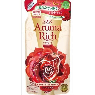 LION SOFLAN Aroma Rich Diana Кондиционер для белья c натуральными маслами английской розы, 450 мл, сменная упаковка. LION SOFLAN Aroma Rich Diana Кондиционер для белья c натуральными маслами английской розы, 450 мл, сменная упаковка.Кондиционеры для белья<br>- Кондиционер Diana - олицетворение романтического женственного образа. - Средство предназначено для смягчения и дезинфекции одежды из хлопка, шерсти и синтетических тканей. - В состав вошли натуральные масла нероли, белой магонолии, английской розы, бензоина и ванили, придающие белью нежный цветочный аромат. - Кондиционер защищает белье от статического электричества и обладает антибактериальным эффектом. - Содержит специальные микроэлементы, которые глубоко проникают в структуру ткани и надежно уничтожают стойкие неприятные запахи. - Кондиционер смягчает и расправляет волокна ткани, уменьшая количество складок на одежде. Нормы применения: Кол-во белья / Кол-во средства 6 кг 40 мл 4,5 кг 30 мл 3 кг 20 мл 1,5 кг 10 мл Состав: МАСЛО НЕРОЛИ, МАСЛО БЕЛОЙ МАГНОЛИИ, МАСЛО БЕНЗОИНА, МАСЛО АНГЛИЙСКОЙ РОЗЫ, МАСЛО ВАНИЛИ, вода, хлорид натрия, консервант, pH-регулятор, антиоксидант, полиоксителен алкил эфир, смягчитель.<br>
