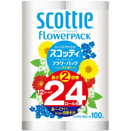 Фото Crecia "Scottie FlowerPack" Туалетная бумага, двухслойная, 12 рулонов, 100 м.. Купить с доставкой