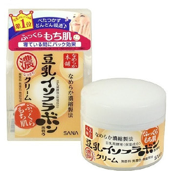 SANA «Soy Milk Night Cream» Крем ночной питательный с изофлавонами сои, 50 г. SANA «Soy Milk Night Cream» Крем ночной питательный с изофлавонами сои, 50 г.АНТИВОЗРОСТНОЙ УХОД (ОТ З0-ТИ ЛЕТ И СТАРШЕ)<br>Крем придает коже ровный цвет и сияющий вид, делает ее мягкой и гладкой, насыщает сбалансированным составом питательных веществ, улучшает цвет лица, восстанавливает защитные функции кожи. Глубоко увлажняет, повышает естественные упругость и эластичность кожи за счёт действия полученных из соевых бобов увлажняющих компонентов: изофлавоны, полученные из соевых бобов; изофлавоны, полученные из ферментированного соевого молока; экстракт соевых бобов; растительный коллаген, полученный из соевого белка. Токоферол (витамин Е), входящий в состав крема, обладает мощным антиоксидантным действием, нейтрализуя свободные радикалы и защищая клетки кожи от разрушения. Не содержит парфюмерных отдушек, искусcтвенных красителей и минеральных масел. В состав не входит генно - модифицированная соя. Способ применения: нанесите на очищенную кожу лица после умывания и применения лосьона. Используйте крем утром и вечером. Состав: вода, циклопентасилоксан, глицерин, BG, сквалан, глицерил стеарат, алюминия октенилсукцинат, пальмитиновая кислота, стеариновая кислота, стеариновый спирт, цетиловый спирт, пчелиный воск, PEG-25 стеарат, циклопентасилоксан, метилпарабен, натрич гидроксид, карбомер, токоферола ацетат, ксантановая камедь, лактобактерии, полученные в результате брожения соевого молочка, лимонная кислота, соевый белок, экстракт соевых бобов.<br>