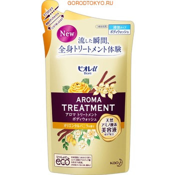 KAO «Biore U Aroma Time» Увлажняющий и смягчающий гель для душа, с ароматом ванили, запасной блок, 340 мл. KAO «Biore U Aroma Time» Увлажняющий и смягчающий гель для душа, с ароматом ванили, запасной блок, 340 мл.Гели для душа, жидкое крем-мыло<br>Гель для душа с нежным ароматом ванили ; настоящее СПА-средство, придающее коже неповторимую чувственность и мягкость. Формула геля создана на основе pH-нейтральных очищающих компонентов. Образует воздушную нежную пену, которая легко смывается, окутывая кожу легким ароматом, сохраняющимся даже после принятия ванны. Благодаря содержащимся в геле натуральным ухаживающим компонентам кожа становится гладкой и увлажненной. Бережный уход день за днем возвращает коже жизненную силу, естественную красоту и сияние. Подходит для ежедневного ухода за кожей. Способ применения: нанесите на увлажненную в теплой воде мочалку достаточное количество геля и обильно вспеньте. Массажными движениями нанесите пену на тело, затем смойте теплой водой. Состав: вода, сульфат аммония лаурет, пропиленгликоль, карбонат натрия, этанол, лаурил глюкозид, бетаин, миристиловый спирт, этилгексилглицерин, гликолевой дистеарат, вазелин, холестерин изостеариновой кислоты, подсолнечное масло, гуаровая камедь, поликватерний-7, лаурил гидроксисултаин, кокамид МЭА, ПЭГ-65M, лаурет сульфат натрия, лаурет-4, яблочная кислота, лимонная кислота, гидроксид натрия, бензоат натрия, отдушка.<br>