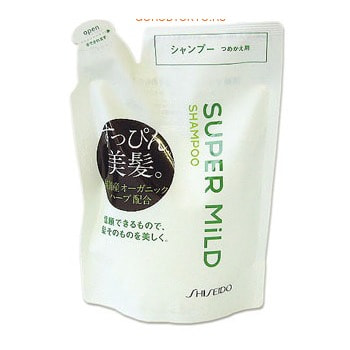 SHISEIDO «Super Mild» Шампунь для волос «Нежный уход», с экстрактом ромашки и розмарина, с ароматом трав, запасной блок, 400 мл. SHISEIDO «Super Mild» Шампунь для волос «Нежный уход», с экстрактом ромашки и розмарина, с ароматом трав, запасной блок, 400 мл.ДЛЯ НОРМАЛЬНЫХ ВОЛОС<br>Супермягкий шампунь на основе натуральных компонентов с освежающим ароматом трав бережно ухаживает за Вашими волосами. Входящий в состав витамин Е предотвращает потерю влаги, препятствует выпадению волос и образованию перхоти. Экстракт розмарина укрепляет волосы и очищает кожу головы от жира и отмерших частичек, улучшает кровообращение. Экстракт ромашки питает, защищает волосы, придает объем. Волосы после применения шампуня становятся послушными, гладкими и легко расчёсываются. Способ применения: нанесите шампунь на мокрые волосы, вспеньте, затем смойте водой. Состав: вода, таурат натрия, лауретсульфат натрия, кокамидопропилбетаин, ПЭГ-2 лауриновой кислоты, гликоль дистеарат, хлорид натрия, гуаровая камедь, поликватерниум-10, экстракт ромашки лекарственной, экстракт листьев розмарина, сорбитол, лимонная кислота, ЭДТА-2Na, бутиленгликоль, бензоат натрия, феноксиэтанол, отдушка.<br>