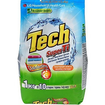 Фото LG «Tech Super Ti» Стиральный порошок для белых и цветных вещей, 1 кг.. Купить с доставкой