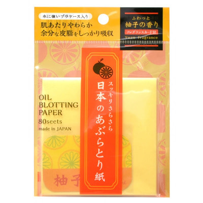 Фото Ishihara «Oil Off Paper» Салфетки для снятия жирного блеска, с ароматом юдзу, 80 шт.. Купить с доставкой