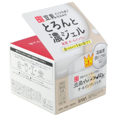 SANA «Soy Milk Gel Cream» Крем-гель увлажняющий с изофлавонами сои 6 в 1, 100 г. SANA «Soy Milk Gel Cream» Крем-гель увлажняющий с изофлавонами сои 6 в 1, 100 г.АНТИВОЗРОСТНОЙ УХОД (ОТ З0-ТИ ЛЕТ И СТАРШЕ)<br>Крем - гель представляет собой универсальное средство 6 в 1. Заменяет целую линейку средств по уходу за лицом: лосьон, молочко, эссенцию, крем, косметическую маску, основу под макияж. Крем придает коже ровный цвет и сияющий вид, делает ее мягкой и гладкой, насыщает сбалансированным составом питательных веществ, улучшает цвет лица, восстанавливает защитные функции кожи. Глубоко увлажняет, повышает естественные упругость и эластичность кожи за счёт действия полученных из соевых бобов увлажняющих компонентов: <br><br>изофлавоны, полученные из соевых бобов;<br>изофлавоны, полученные из ферментированного соевого молока;<br>экстракт соевых бобов;<br>растительный коллаген, полученный из соевого белка.<br><br>Токоферол (витамин Е), входящий в состав крема, обладает мощным антиоксидантным действием, нейтрализуя свободные радикалы и защищая клетки кожи от разрушения. При использовании перед сном крем создаёт так называемый эффект маски, удерживая влагу в клетках кожи в течение всей ночи. Утром кожа глубоко увлажнённая, упругая и эластичная. Не содержит парфюмерных отдушек, искусcтвенных красителей и минеральных масел. В состав не входит генно-модифицированная соя. Способ применения: нанесите на очищенную кожу лица после умывания. Используйте крем утром и вечером. Состав: вода, DPG, глицерин, цетил этилгексаноат, пентиленликоль, дифенилсилокси фенил триметикон, триэтилгексаноин, PEG-60 гидрогенезированное касторовое масло, PEG-240/HDI сополимер BIS-децилтетрадлецет -20 эфир, трегалоза, феноксиэтанол, бегениловый спирт, натрия стеароил глутамат, акрилат/С10-30 алкил акрилат кроссполимер, токоферол, лактобактерии, полученные в результате брожения соевого молока, пентанатрия пентенат, натрия гидроксид, BG, соевый белрк, экстракт соевых бобов.<br>