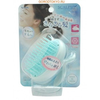 VESS «Scalpy Shampoo Brush» Массажёр для кожи головы. VESS «Scalpy Shampoo Brush» Массажёр для кожи головы.ПРОТИВ ПЕРХОТИ<br>Массажер предназначен для расчесывания волос перед мытьем и массажа во время мытья головы. Расчесывание волос перед мытьем предотвращает запутывание волос во время мытья и стимулирует кровообращение в коже головы. Очищение кожи головы является основной профилактикой выпадения волос. Массаж кожи головы с одновременным применением шампуня повышает эффективность очищения пор кожи, оставляя ощущение свежести и чистоты. Расслабляющий, не травмирующий кожу головы массаж возможен благодаря мягкому материалу, из которого изготовлены массирующие зубцы массажера. Преимущеcтва: <br><br>Конструкция, благодаря которой хорошо стекает вода.<br>Длинные, мягкие и тонкие зубцы, удобные для мытья и массажа.<br>Край, предотвращающий прилипание волос.<br>Зубцы расположены таким образом, что предотвращают спутывание волос.<br>Дизайн ручки повторяет форму руки.<br>Можно держать как вертикально, так и горизонтально.<br>Массажер можно повесить на крючок.<br><br>Способ использования: перед мытьем головы аккуратно расчешите волосы. Далее плавными круговыми, слегка надавливающими движениями водите массажёр по коже головы с нанесённым на волосы и кожу шампунем или бальзамом. После массажа хорошо ополосните волосы и кожу головы тёплой водой. Состав: корпус полипропилен, массирующие зубцы ; полиэстеровый эластомер.<br>