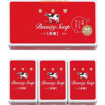 Фото COW "Beauty Soap" Молочное туалетное мыло с ароматом цветов, коробка - 3 шт. по 100 гр.. Купить с доставкой