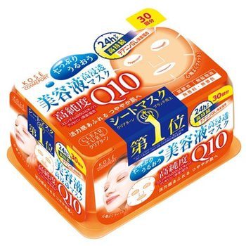 KOSE Cosmeport «Clear Turn» Антиоксидантная маска для лица на нетканой основе с коэнзимом Q10, 30 шт. KOSE Cosmeport «Clear Turn» Антиоксидантная маска для лица на нетканой основе с коэнзимом Q10, 30 шт.МАСКИ ДЛЯ ЛИЦА<br>Антиоксидантная маска Clear Turn содержит коэнзим Q10 (убихинон), который восстанавливает жизненный тонус кожи, обогащает её необходимыми веществами и аминокислотами. Входящий в состав маски глицерин растворяет косметические вещества и обеспечивает их проникновение в глубокие слои эпидермиса. Увлажняющая композиция из производных трегалозы и экстракта ламинарии японской сохраняет водный баланс кожи. Маска изготовлена без применения красителей, ароматизаторов, спирта и минеральных масел. В упаковке 30 масок. Способ применения: используйте маску на предварительно очищенную кожу. Откройте крышку и снимите пломбу, закрывающую отверстие внутреннего пакета, содержащего маски. Возьмите одну маску, расправьте ее и положите на лицо. Оставьте маску на лице на пять минут. После снятия маски оставшийся на лице лосьон похлопывающими движениями распределите по коже до полного впитывания. После снятия маски используйте увлажняющий крем. Рекомендовано использовать маску 2-3 раза в неделю. Для более интенсивного увлажнения можно пользоваться ежедневно. Состав: вода, глицерин, бутиленгликоль, этанол, гликозильная трегалоза, L-теанин, экстракт ламинарии японской, убихинон, ЭДТА-2Na, ПЭГ-50 гидрогенизированное касторовое масло, изостеариновая кислота, триэтилгексаноин, динатрий фосфт, фосфат натрия, гидролизат крахмала, феноксиэтанол, метилпарабен.<br>