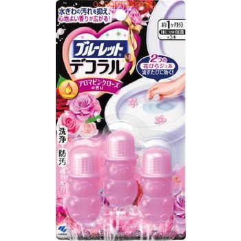 KOBAYASHI Aroma Pink Rose Гель для унитаза очищающий, 3 шт. по 7,5 гр. KOBAYASHI Aroma Pink Rose Гель для унитаза очищающий, 3 шт. по 7,5 гр.Для туалета<br>Гель превосходно очищает унитаз при каждом сливе и препятствует повторному загрязнению. Не окрашивает воду и предупреждает образование разводов и ржавчины. Благодаря специальной конструкции пробки флакона (внутри имеется 5 ножек, которые создают пробелы на поверхности), при выдавливании геля образуется цветок. Достаточно украсить поверхность унитаза лепестками и нежный аромат благоухающий роз наполнит туалетную комнату. При контакте с водой активные компоненты действуют быстро и эффективно, надолго сохраняя чистоту. Средство предназначено для керамических поверхностей. <br> Способ применения: <br> Гель рекомендуется наносить в двух местах ; с правой и левой стороны внутри унитаза. <br><br><br> Открутите колпачек и прислоните кончик флакона перпендикулярно ровной поверхности внутри унитаза. <br><br><br> Крепко сожмите нижнюю часть флакона (туловище мишки) и выдавите примерно половину содержимого. Не отрывайте кончик флакона пока не образуется цветок. <br><br><br> Аккуратно уберите флакон не меняя его положения. Соблюдайте осторожность, чтобы не повредить получившийся цветок. <br><br><br> Для получения второго цветка сожмите верхнюю часть флакона ( голова) мишки. <br><br><br> Если во флаконе осталось много средства, сделайте в унитазе еще один цветок. Открытый флакон используйте полностью. <br><br><br> По истечению 2-ух недель с начала применения, уберите остатки туалетной щеткой, используя гель в качестве средства для чистки туалета. <br> Внимание при использовании: используйте строго по назначению. Для повышения эффективности использования, наносите средство после очистки унитаза. Не располагайте вблизи отверстия слива воды. Если использование средства препятствует правильному сливу или вызывает брызги, а также, если остатки средства затвердели, аккуратно удалите гель туалетной щеткой. Не используйте в унитазах из других материалов, кроме керамики. <br> Срок использования: 1 упаковки (3 флакона) хватает примерно на 1 месяц использования. <br> 1 флакона (2 цветка) хватает примерно на 10 дней. <br> Срок использования может незначительно отличаться от указанного в зависимости от температурных условий (воздух и вода) и частоты сливов. <br> Состав: более 30% - вода, от 5 до 15% - полиоксиэтилен-полиоксипропилен блок сополимер, кокамидопропилбетаин, отдушка; менее 5% - глтцерол этоксилат, 2-(3,5-ди-терт-пентил-2-гидроксифенил)-2Н-бензотриазол, 3-йодо-2-пропинил N-БутилкарбаматЮ краситель красный 5, краситель.<br>