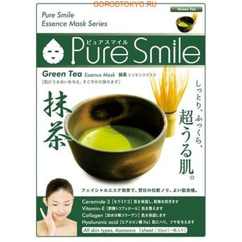 Фото SUN SMILE «Pure Smile Essence mask» Увлажняющая маска для лица с эссенцией японского зелёного чая, 1 шт.. Купить с доставкой
